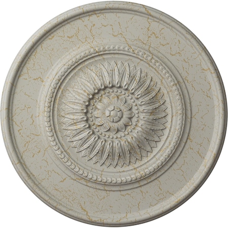 Ekena Millwork Large Floral Ceiling Medallion, Hand-Painted Pot of Cream Crackle, 41 1/8"OD x 2 1/2"P CM41FLPCC